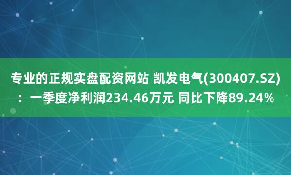 专业的正规实盘配资网站 凯发电气(300407.SZ)：一季度净利润234.46万元 同比下降89.24%
